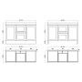 Mia 1200 Matte White Free Standing Double Bowl Vanities Cabinet Only